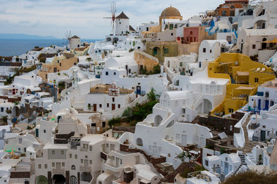 High angle view of buildings in city