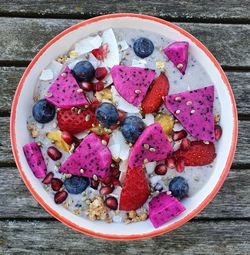 Directly above shot of breakfast served in bowl