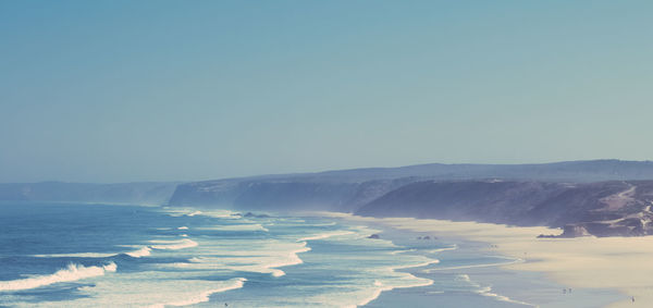 Scenic view of sea against clear sky