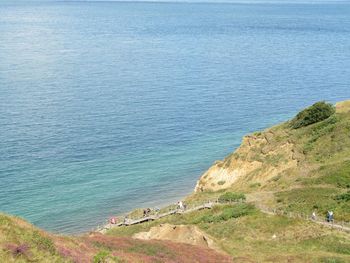 High angle view of people on beach