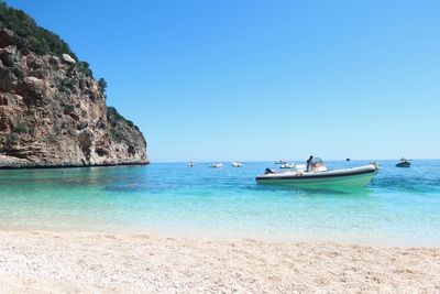 Scenic view of sea against clear sky