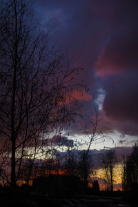 Silhouette bare trees against sky during sunset