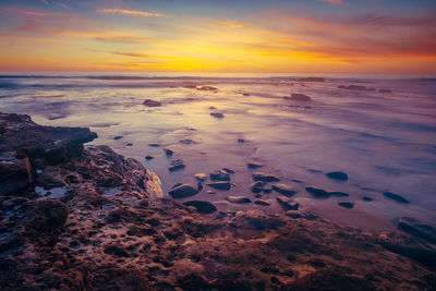 Scenic view of sea against sky during sunset