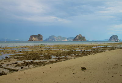 Scenic view of beach against sky
