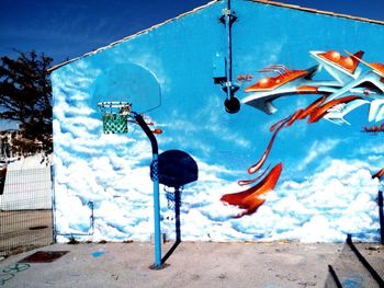 Low angle view of fish against sky