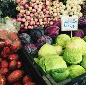 Vegetables for sale at market stall