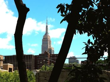 Low angle view of skyscrapers against sky