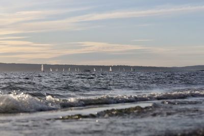 Scenic view of sea against sky during sunset