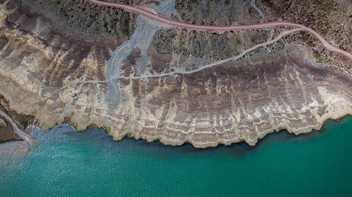 Close-up of rock formation in sea