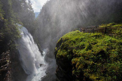 View of waterfall in forest