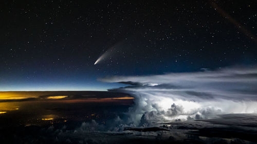 Scenic view of sea against sky at night