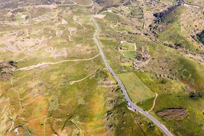 High angle view of road amidst landscape