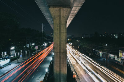 Light trails on highway at night