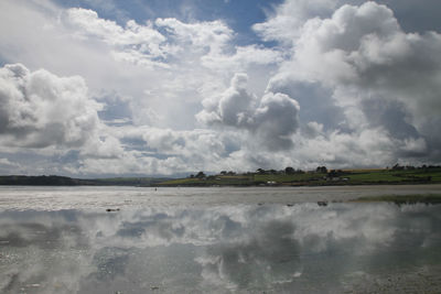 Scenic view of lake against sky