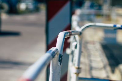 Close-up of bicycle on street