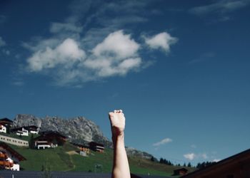 Midsection of man against sky