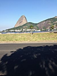 Mountain range against clear blue sky