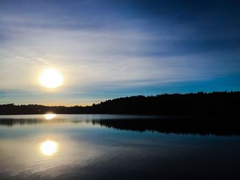 Scenic view of lake at sunset