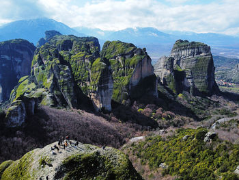 Panoramic view of rocky mountains against sky