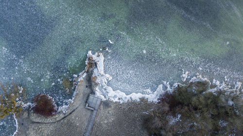 High angle view of horse in water