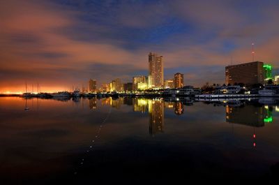 Illuminated cityscape at night