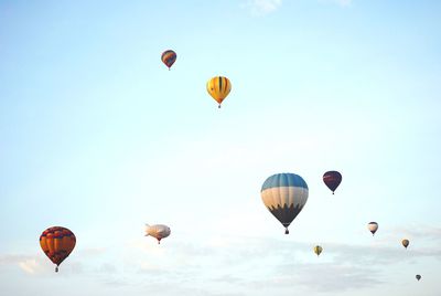 Low angle view of hot air balloon in sky