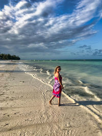 Blonde woman at kiwengwa beach