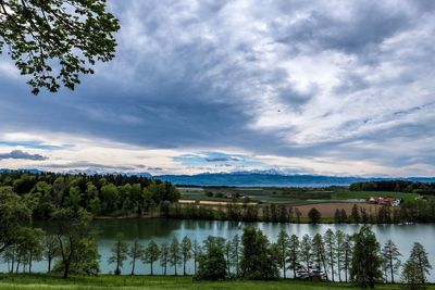 Scenic view of lake against sky