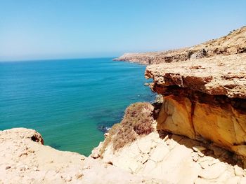 Scenic view of sea against clear sky