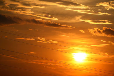 Low angle view of orange sky