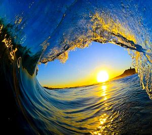 Scenic view of sunset over river