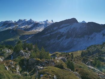 Scenic view of mountains against sky