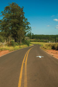 Empty road along trees and landscape