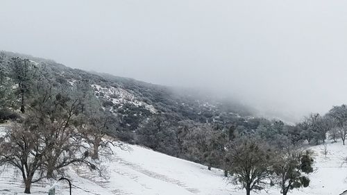 Scenic view of snow covered landscape against sky