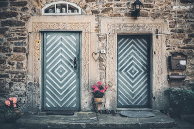 Closed door of old building