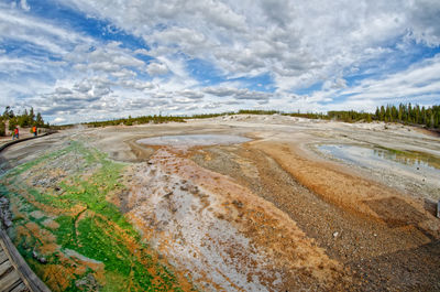 View of beach against cloudy sky