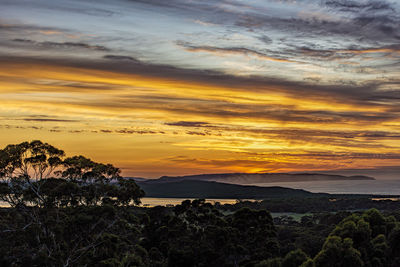 Scenic view of dramatic sky during sunset
