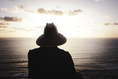 Scenic view of sea at sunset