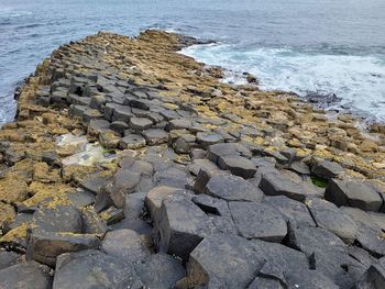 High angle view of rocks on beach