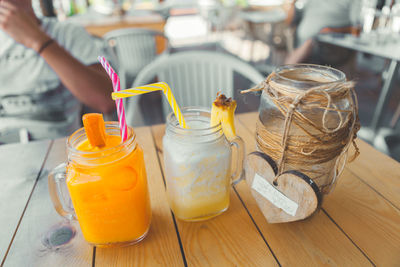 Close-up of jars on table