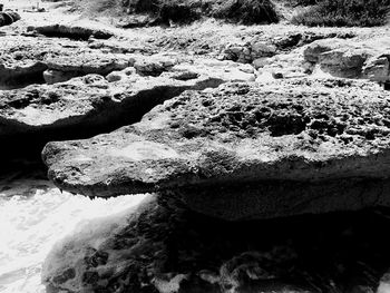 High angle view of rocks in river