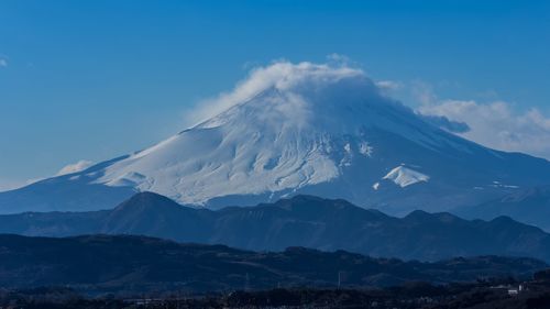 Scenic view of mount fuji against sky 