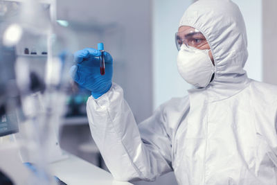 Portrait of female doctor wearing mask