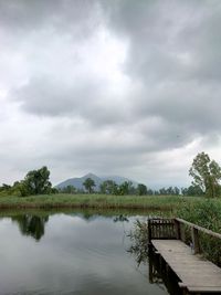 Scenic view of lake against sky