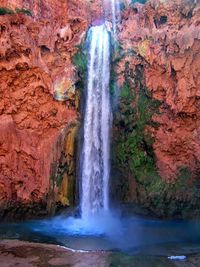 Scenic view of waterfall