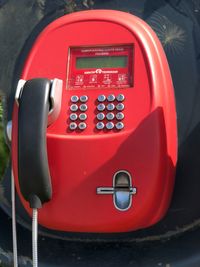 Close-up of telephone booth