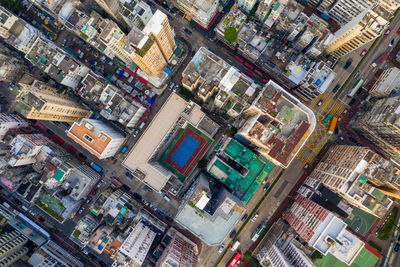 High angle view of buildings in city