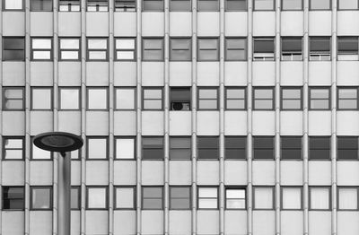 Monochrome of facade of building in madrid, spain