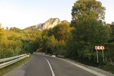 Road by trees against sky