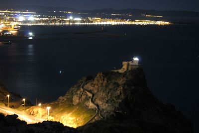 Illuminated street light at night